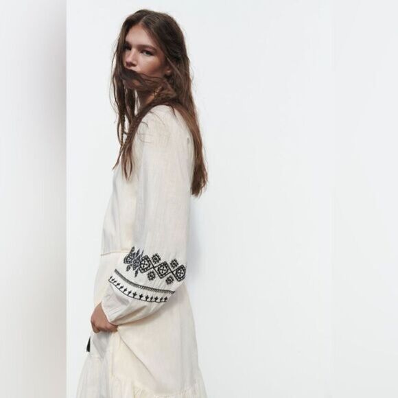 ZARA BOHO EMBROIDERED SHIRT DRESS‎ - Picture 9 of 13